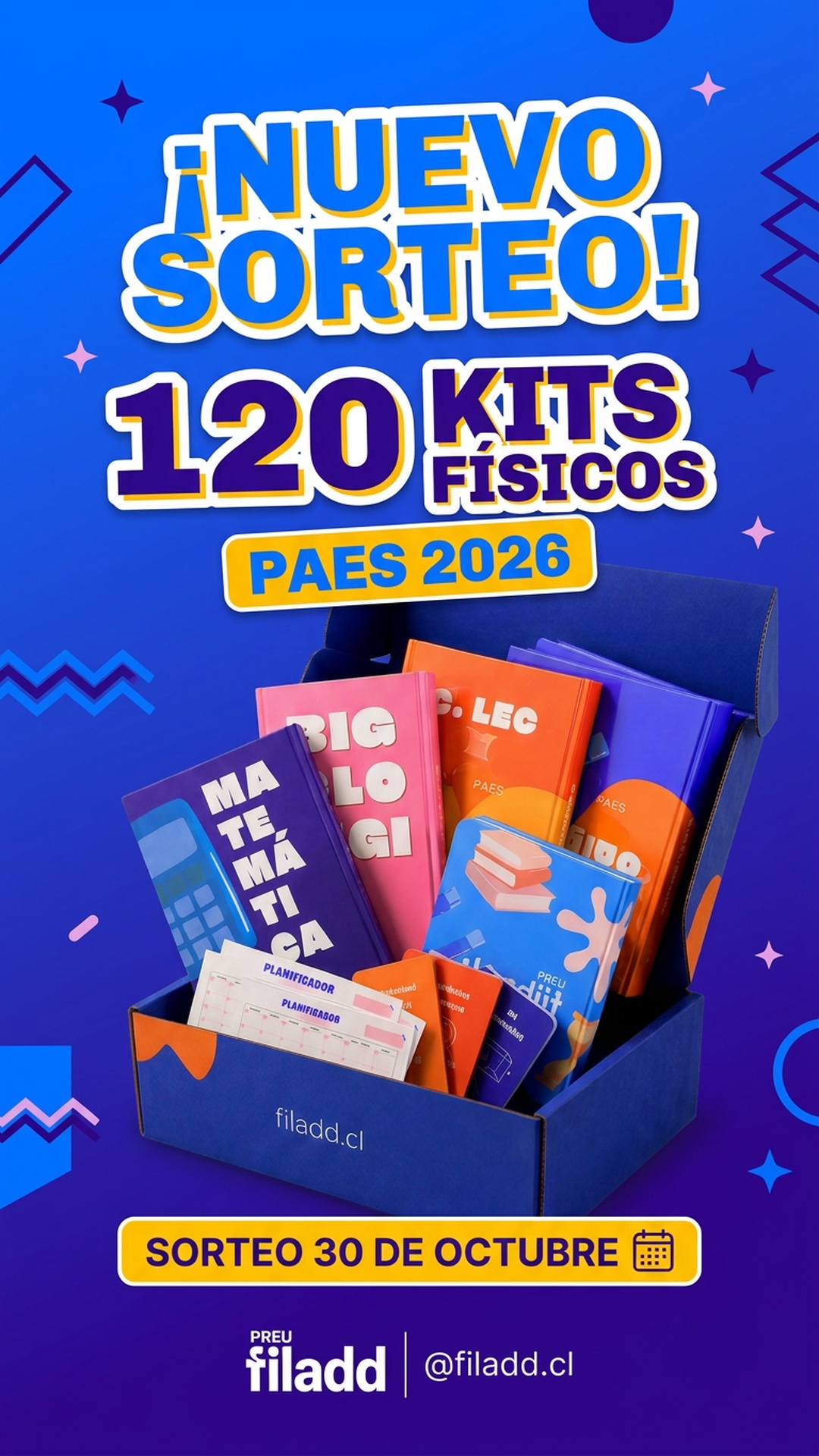 Historia del sorteo con el kit físico PAES 2026 de Preu Filadd para compartir en Instagram